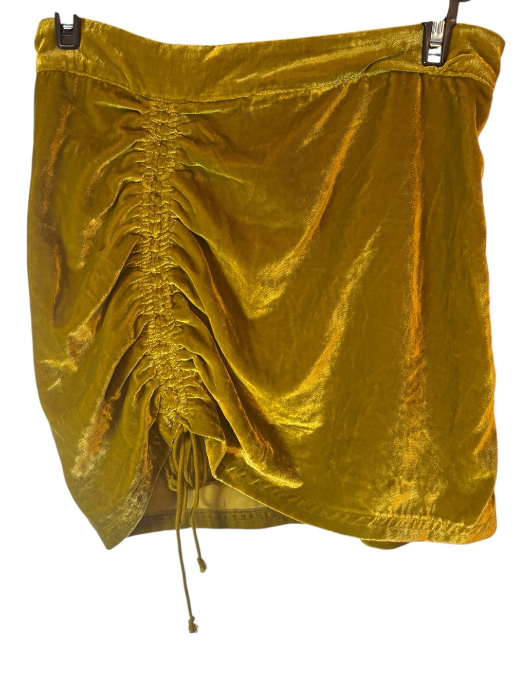 Free People Velvet Mini Skirt in Olive Green Size 0 UK Size 4